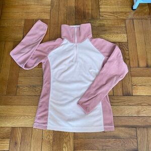 Columbia Fleece Pullover Womens Small Pink Cream Quarter Zip Lightweight Jacket